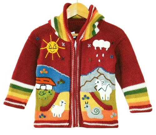 Kinder strickjacke dunkel rot - kinder,