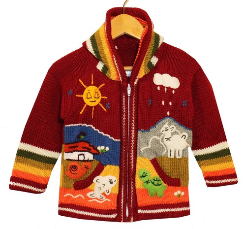 Strickjacke rot dunkelrot bunt