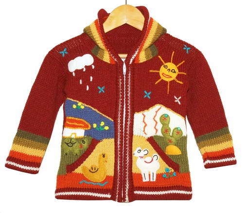 Kinder strickjacke dunkel rot - kinder,